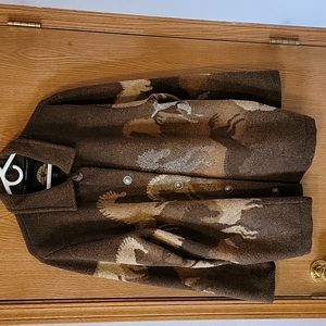 Country Clothing Co Ladies Equestrian Jacket Horses, XL, Earthtones, Aztec